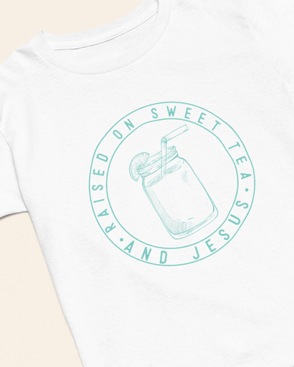 'Raised On Sweet Tea And Jesus' Lady's Tee