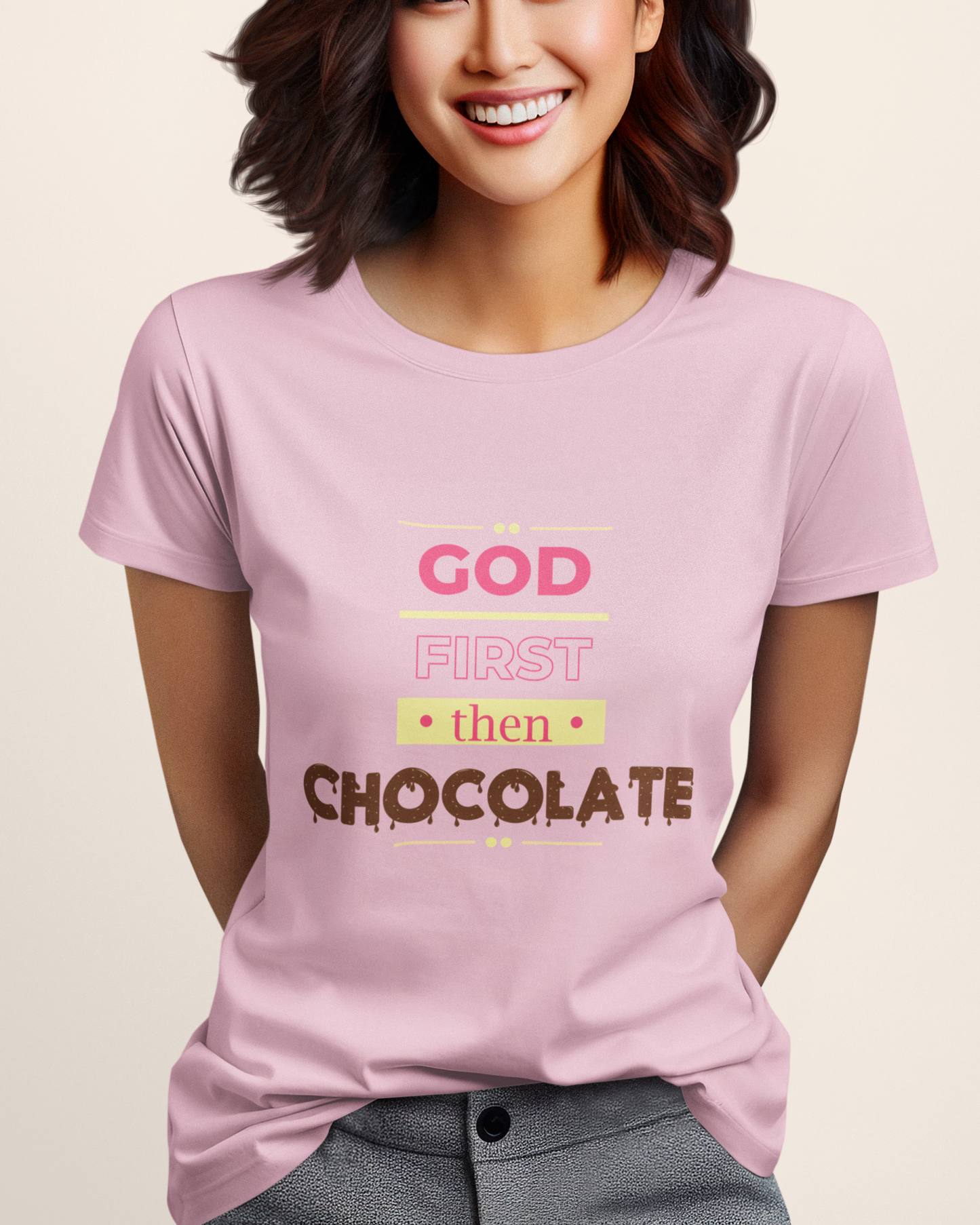 'God First - Then Chocolate' Lady's Tee